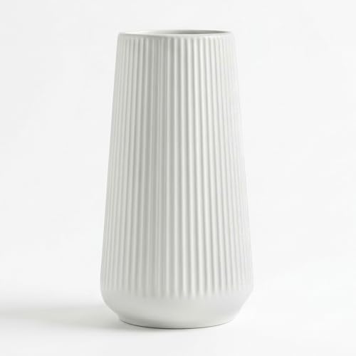 White Ceramic Vase, 8 Inch Flower Vases for Pampas Grass and Dried Flowers, Modern Vase for Living Room Table, Kitchen Shelf, Wedding Centerpiece Decor - color: White01
