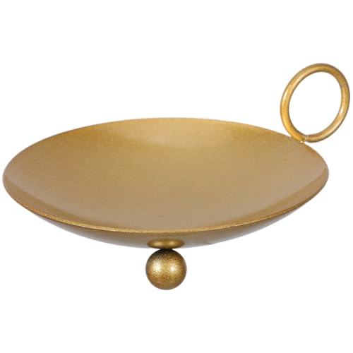 VILLCASE Candlestick Holder Tray, Decorative Pillar Candle Plate, Wrought Iron, for Romantic Dinners Weddings Home Decor Religious Ceremonies 4.53X3.86 inches - color: Golden