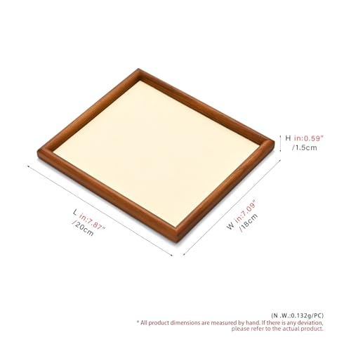 Jewelry Display Tray for Ring Earrings Necklace Bangle Solid Wood Jewelry Dish Tray Catchall(M,Beige) - color: Beige, size: 18 * 20 * 1.5cm