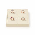 Oirlv Microfiber 4 Slots Jewelry Ring Display Tray Rings Display Organizer Tray(Beige) - color: 4 Rings A P13401