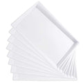 I00000 8 Pack White Plastic Serving Tray, 15" x 10" Rectangle Food Trays, Disposable Serving Platter for Parties, Internal Inclined Design Perfect for Weddings and Party - color: White