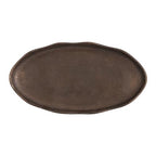 Kate and Laurel Alessia Modern Decorative Scalloped Oval Footed Metal Tray; 14 x 8; Bronze; Transitional Food-Safe Cast Aluminum Pedestal Tray with Rough Texture and Deckled Edge - color: Bronze