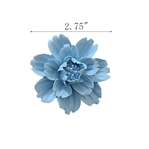 CEUYGT Ceramic Flower Wall Decor 3D Wall Hanging Home Decor Living Room Blue Peony 2.8" - color: Blue, size: 2.8 inches