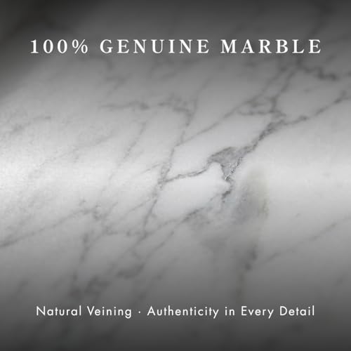 Bey-Berk Atticus Marble Bath Tray (White), 14.25" x 3.75" x 4", Genuine Stone Vanity Organizer - color: White