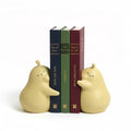 Hug Pear Decorative Bookends, Cute Book Ends to Hold Books, Creative Ceramic Book Holder Stopper for Home, Office Desk, Bookshelf Decoration (Matte Yellow)