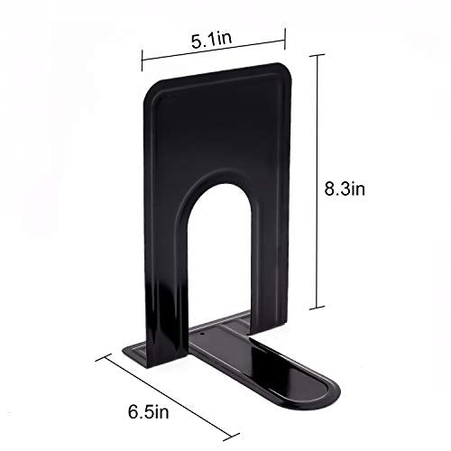 8 Pairs 16 Pieces 8.3 x 5.1 x 6.5 Inch Metal Bookends, KINJOEK Heavy Duty Book Support with Anti Slip Pads for Books, Magazines, DVDs, Perfect for Home, Office, School, Library, Black - size: 8Pairs Black