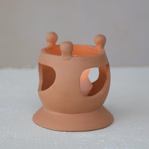 Creative Co-Op Handmade Terracotta Candle Holder with Circle of Figures