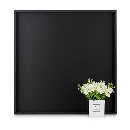 Hanobe Ottoman Tray for Living Room: Modern Extra Large Black Serving Decorative Trays with Cutout Handles for Coffee Table Home Decor, 20" - color: Black