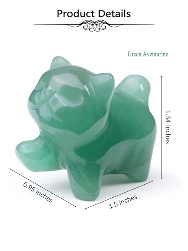 Top Plaza 1 PC Green Aventurine Crystal Cute Cat Figurine Gifts Carved Healing Lucky Home Decor Natural Gemstone Cats Collectibles Pocket Sculpture for Cat Lovers - color: Green Aventurine