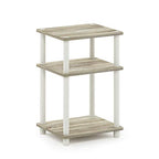 Furinno JUST Side Table, 3-Tier End Table, Open Shelves Night Stand, Bedside Table, Toolless Assembly, for Living Room, Bedroom, Bathroom, Sonoma Oak - color: Sonoma Oak/White, size: 3-Tier, Round Pole, style: 1-Pack