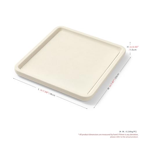 Microfiber Jewelry Display Flat Tray for Rings Earrings Necklace Bracelet, Jewelry Photograph Display Catchall Organizer Tray Dish(M,Beige) - color: Beige, size: 20 * 18 * 1.5cm