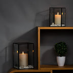 yshengood Hurricane Candle Holder Set of 2 Pcs, Black Candle Holder for Pillar Candle - size: 2-Piece Set (1 Large + 1 Medium)