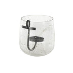 Deco 79 Glass Decorative Candle Holder Candle Stand with Black Metal Accents and Brown Speckles, Candlestick Holder 7" x 7" x 8", Clear - size: 7" x 7" x 8"