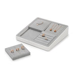 Microfiber Jewelry Display Tray Necklace Display Stand Necklace Holder(Gray) - size: 5.52" x 5.49" x 0.78"