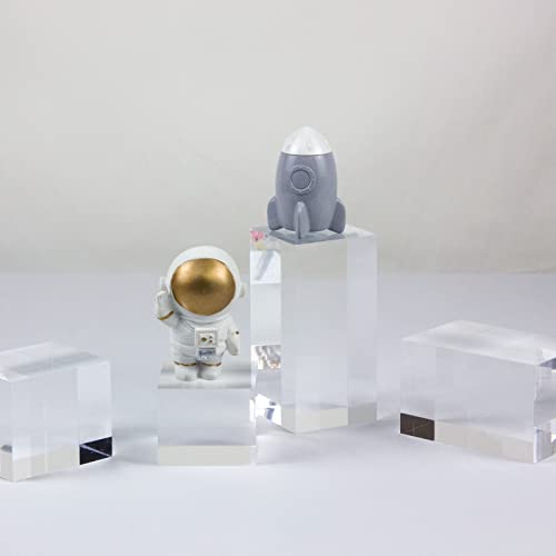 Clear Polished Acrylic Cube Cylinder Round Photo Props, Transparent Solid Acrylic Display Blocks for Photography Boutique Jewelry Cosmetic Crafts Closet Show, 4 Pcs (Transparent Cube) - color: Transparent Cube