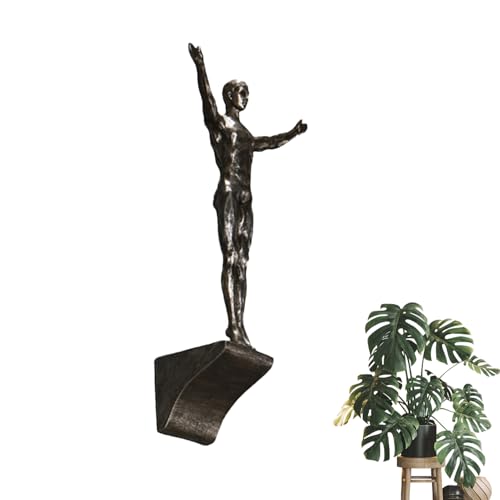 Climbing Man Wall Sculpture – Resin Decor Figure, Modern Art Accent, Black Home Ornament | Unique 3D Hanging Statue Piece, Artistic Abstract Wall Decoration Setup Living Room Bedroom Workplace Design - size: diving, style: Silver