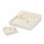 Oirlv Microfiber 4 Slots Jewelry Earring Display Tray Earring Display Organizer Tray(Beige) - color: 4 Earrings B P13402