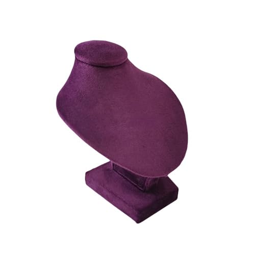 Mini Pendant Display Bust Velvet Jewelry Bust Stand Pendant Holder Velvet Mannequin Necklace Stand Wooden Portrait Model 12cm (Purple) - color: Purple