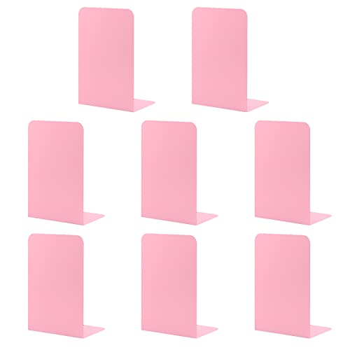MSDADA Bookends, Book Ends for Book Shelves, Book Ends for Heavy Books,Metal Bookend Supports, Modern Minimalist Style Bookend, Pink(4Pairs) - color: Pink