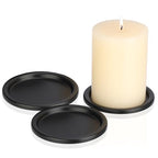 OwnMy 3PCS Iron Candle Holders for Pillar Candles, 3 Inch Metal Pillar Candle Plates and Trays, Small Round Tealight Holders Elegant Candle Stands Bases for Wedding Dining Table Centerpieces, Black - color: Black-3pcs