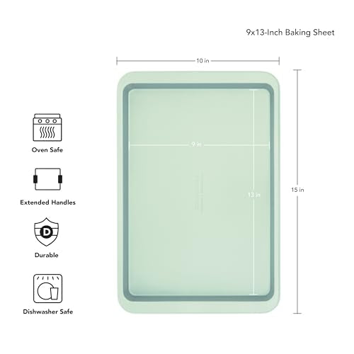 KitchenAid 9x13in Nonstick Aluminized Steel Baking Sheet, Pistachio - color: Pistachio, size: 9 x 13 Inch