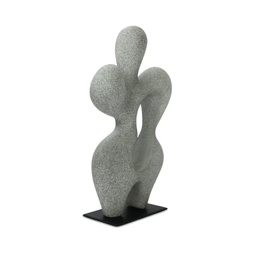 Elio Sculpture, Rectangular, Ecomix, Slim Metal Base, Freeform Modernist Figure, Charcoal Grey