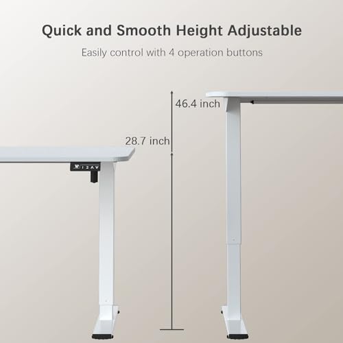 Furmax Electric Height Adjustable Standing Desk Large 55 x 24 Inches Sit Stand up Desk Home Office Computer Desk Memory Preset with T-Shaped Metal Bracket, White - color: White, size: 55 Inch
