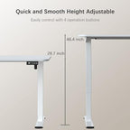 Furmax Electric Height Adjustable Standing Desk Large 55 x 24 Inches Sit Stand up Desk Home Office Computer Desk Memory Preset with T-Shaped Metal Bracket, White - color: White, size: 55 Inch