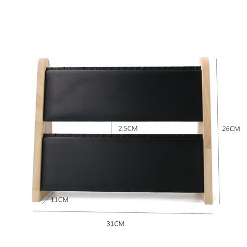 TANG SONG 1 PC 34 Grids Double-Deck Wood Leather Soft Mat Multiple Necklace Display Stand Necklace Chains Organizer Holder for Home (Black) - color: Black, size: Double-Layers