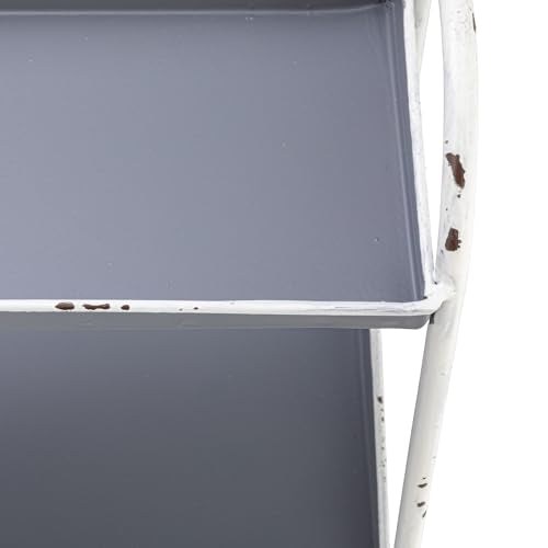 Creative Co-Op Heavily Distressed 3-Tier Metal Tray with White Frame & Rim, Grey - color: Grey