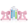 Threehoney 2 Pieces Pink Bow Bookends Cute Book Ends for Shelves Decorative Book Stand Bow Sculpture Statues Tabletop Shelf Ornament Room Decor for Home Office School Dorm Girl Desk