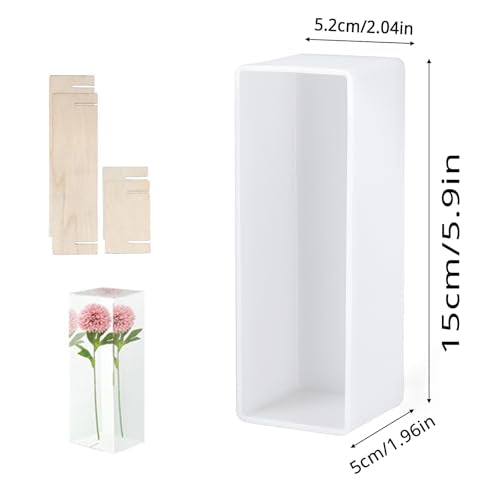 Rectangle Silicone Resin Mold with Wooden Frame Reusable Epoxy Mold for DIY Flower Preservation, Resin Bookends, Home Decor and Craft Projects (6x2x1.9in) - color: 6x2x1.9in