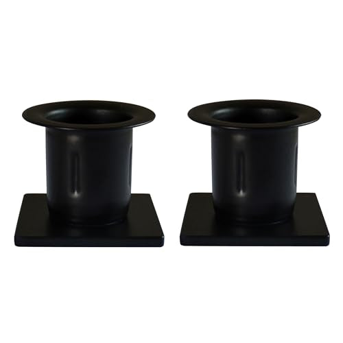 CVHOMEDECO. Primitive Iron Taper Candle Holders Vintage Black Candlestick Holders for Halloween Christmas Dining Room Home Decor. Set of 2, Square Base. - color: Square 2 Pcs