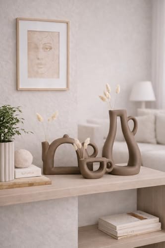 SODEF Decorative Concrete Object Set Handmade, 3 Piece Modern Minimalist Niche Shelf Tabletop Decor, Mink Gray - Mink Gray
