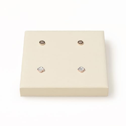 Oirlv Microfiber Jewelry Display Storage Tray Stud Earrings Tray Organizer Stud Earrings Jewelry Plate(Beige) - color: 2 Pairs Earrings P13417