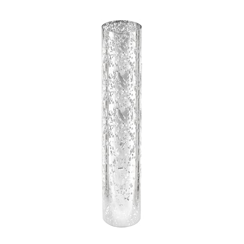WGVI Hurricane Candle Holder Sleeve, W: 2.5", Ht: 14", Silver Speckled Glass Cylinder Open Both Ends, Chimney Tube Shade, 1 Piece - size: 2.5x14"H