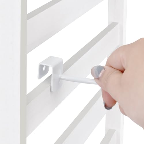 Ikee Design 5 Tiers Free Assemble Wooden Jewelry Display Rack with 20 Removable Metal Hooks,Earring Card Display Stand,Jewelry Organizer,Bracelet Organizer,Keychain Display Stand,Wash White - color: 7) Wash White w/White Hook