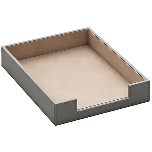 Leather Letter Tray, THIPOTEN Elegant Desk Organizer for Office Supplies, Mail, Paper, File, Magazine, Perfect Office Organization for Desktop(Grey) - color: Gray