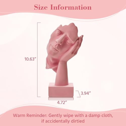 Velvet Flocked Thinker Sculpture for Bookshelf Decor, No Hear Flocked Emotional Art Figurine Modern Abstract Art Statue Spring Decor for Home, Office, Desk Decor (Pink) - color: Nohear-pink
