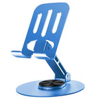 Universal Metal Cell Phone Stand, Multi-Angel Adjustable 360° Rotation Non-Slip Metal Phone Stand Compatible with iPhone 17 16 Pro Max and All Smartphones (Blue) - color: Blue