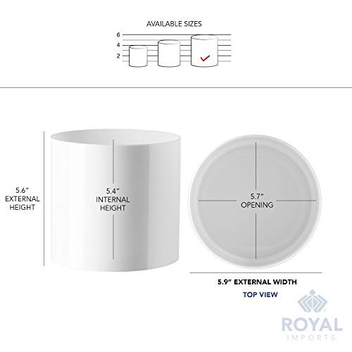 Royal Imports Flower Acrylic Vases Cylinders - Decorative Centerpiece Display for Home or Wedding - Non Breakable Plastic, 6" - White - size: 6"x6"
