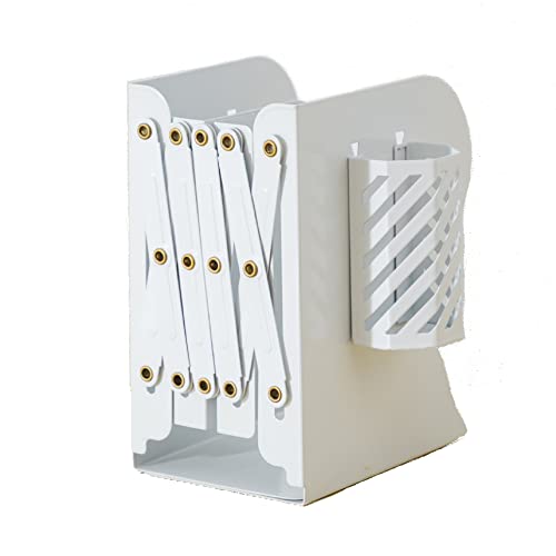 Adjustable Book Ends for Heavy Books, Metal Expandable Bookends for Shelves, Book Organizer Stopper Holder for Desk, Kids Room, Classroom, Office, Library (White) - color: White