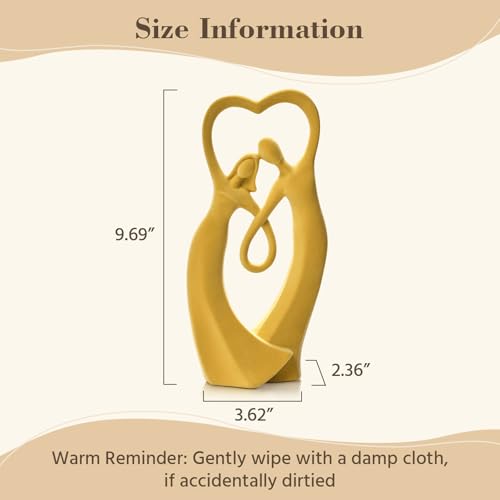 Velvet Flocked Couple Sculpture, Romantic Decorative Statue Modern Abstract Art Figurine for Anniversary, Wedding Gift, Living Room, Vanity, Dining Table Centerpiece (Yellow) - color: Couple01-yellow