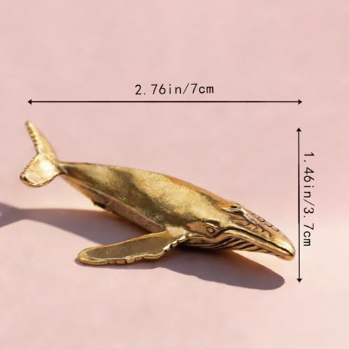Vintage Mini Ocean Whale Brass Figurine Cute 3D Aminal Statues for Home Office Table Desk Mantle Decor Tea Pet Decoration Funny Gifts for Women Men Friend (HTBJ3588) - color: Fdjlcs3588