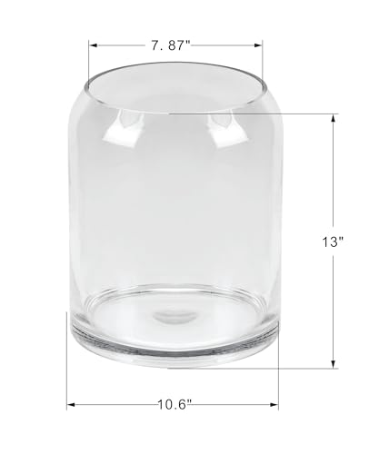 13" High 10.6" Wide Large Handmade Clear Modern Glass Vase, Glass Flower Vase, Scandinavian Glass Vase, Glass Container, Glass Terrarium, Hurricane, Fish Bowl, Centerpiece (Clear, 10.6"x13") - size: 10.6"x13"