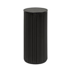 Kate and Laurel Reid Modern Wooden Ribbed Drink Table; 10 x 10 x 22; Black; Solid Wood Mini Table for Use as Pedestal Plant Stand Indoors or Small Nightstand Option - color: Black