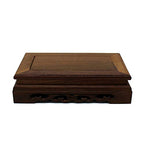 CVHOMEDECO. Primitives Rustic Rosewood Rectangle Display Stand Vase Pot Base Fishbowl Pedestal Stand. (8-1/2 Inch) - size: 8-1/2"L
