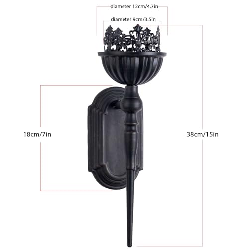 Gothic Wall Sconce Candle Holder (Set of 2) Black Crown and Scepter Design Wall-Mount Metal Candle Holders Hanging Iron Wall Candle Sconce Holder for Living Room, Bathroom, Dining Room - color: Crown Sconce - Standard