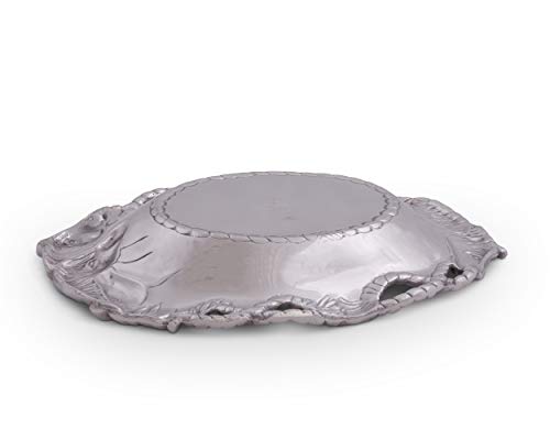 Arthur Court Aluminum Equestrian Horse Oval Tray 14 x 10 inch - Handcrafted with Rope Detail, Perfect for Horse Race Fans or Ranch Events, Freezer & Oven Safe, Gift Box Included
