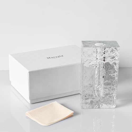 Crystal Flower Vase with Glacial Texture, Clear, Handcrafted Centerpiece for Wedding, Home Decor, Table Display - color: M-cv267-m